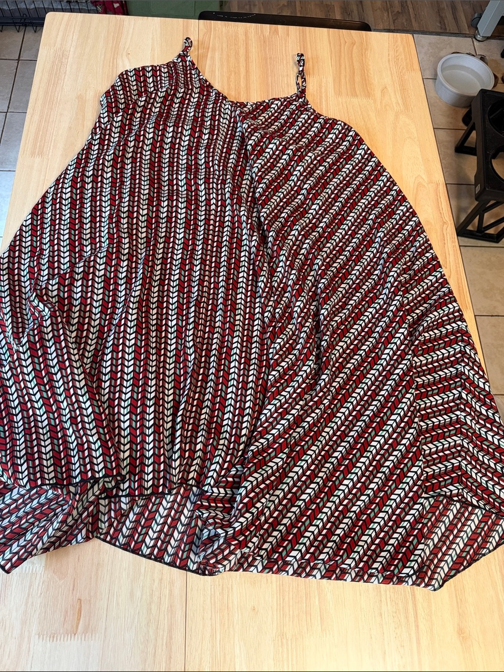 SHEIN Red, Black & White Patterned Midi Dress